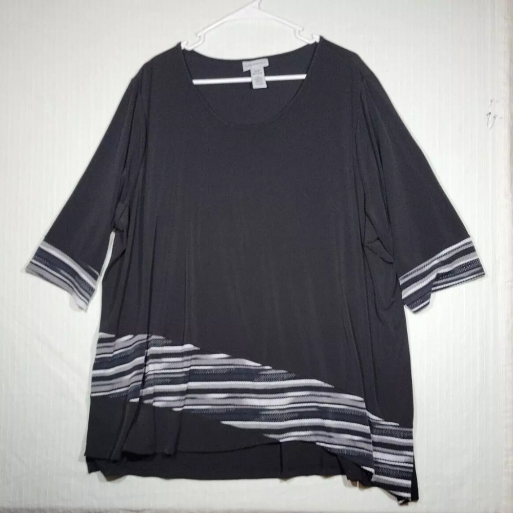 Womens Catherines Black Short Sleeve Top Plus Size 22/24WP